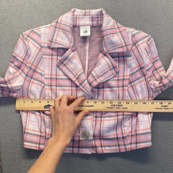 Women's CABI Playdate Crop Jacket Small Style# 6257 Tailored Plaid,One Button - Picture 6 of 12